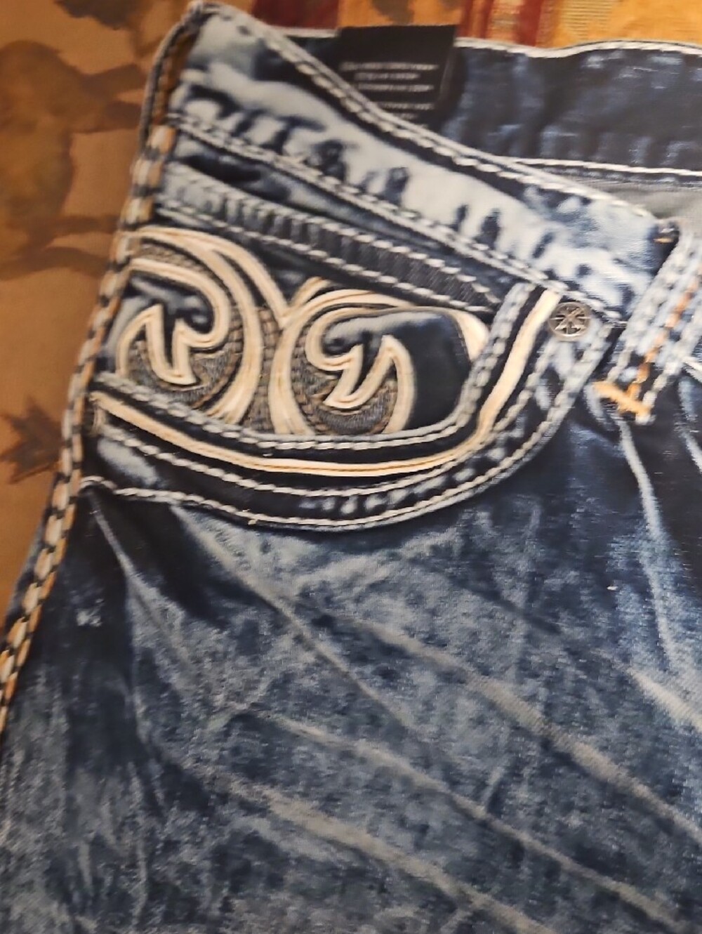 Affliction Men's Distressed Light Blue Washed Jeans - Picture 3 of 10